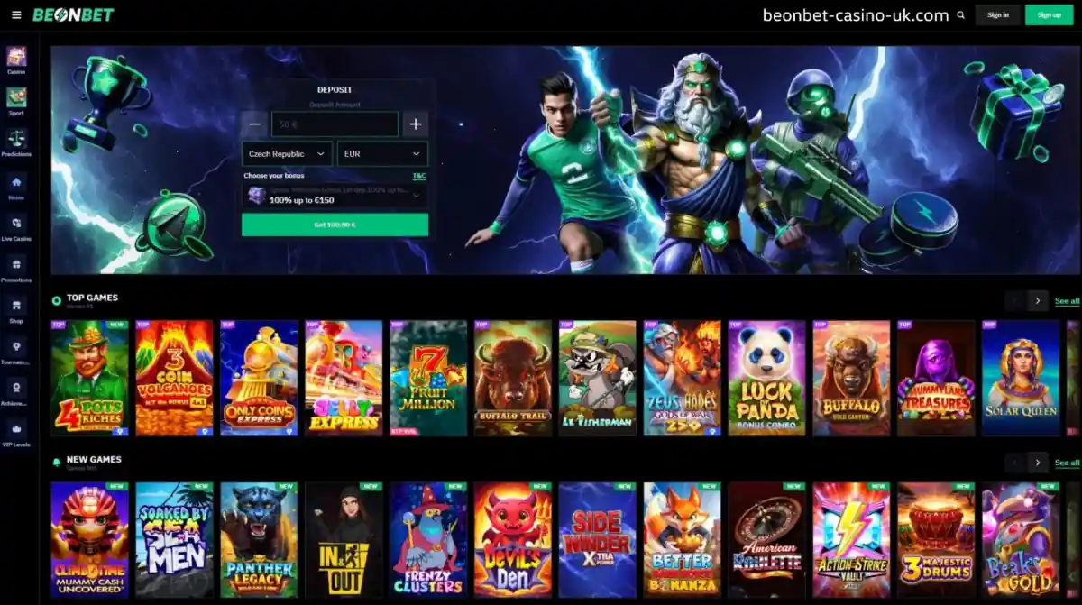 BeonBet Casino Main page